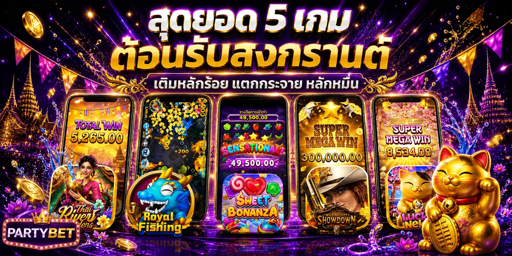 ภาพรวมเกมสล็อต PARTYBET และตัวอย่างเกมหลายรูปแบบ